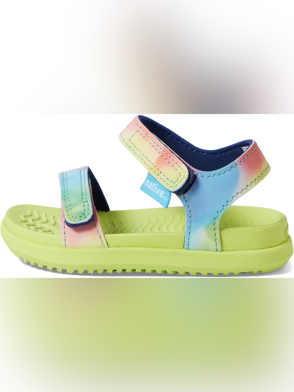 Native Kids Pastel Tie-Dye Sandal with Lime Footbed
